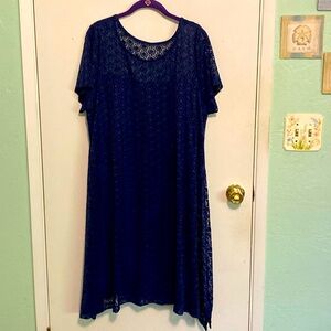 Lane Bryant navy lace dress, size 18-20. Worn once! Fully lined.Flowing A-line.